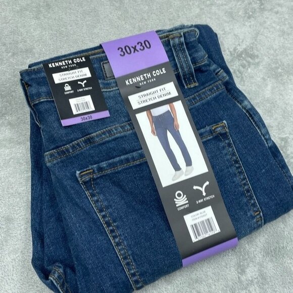 Kenneth Cole Straight Fit Stretch Denim Jeans 30x30 Blue Comfort a1248 - Picture 1 of 6
